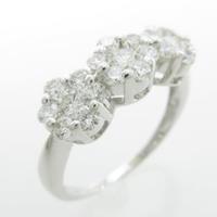 K18WG フラワー ダイヤモンドリング