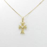 K18YG クロス ダイヤモンドネックレス