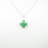 K18WG クロス グリーンガーネットネックレス