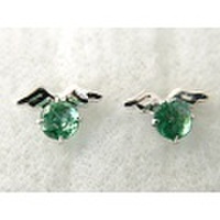 5月の誕生石エメラルドK14WG(ホワイトゴールド)エンジェルピアス [y060108]