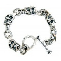 BWL(ビルウォールレザー)　イモータルクロスw/グッドラックスカル ブレスレット　8インチ　B570