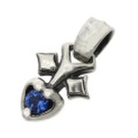 BWL(ビルウォールレザー)　ピアストハートチャーム　ｗ/ストーンPierced Heart w/Stone　(ブルー)　C319　 トップのみ