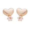 K10PG ぷっくりハート＆ローズクオーツピアス 46-5628