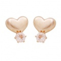 K10PG ぷっくりハート＆ローズクオーツピアス 46-5628