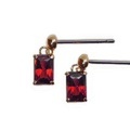 K18＆チタン エメラルドカット　ガーネット　スウィング　ピアス