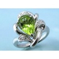 Pt ペリドット ダイヤモンドリング P,2.19ct（ペアシェイプカット）