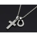 SYMPATHY OF SOUL（シンパシーオブソウル）　S.O.S fp恵比寿本店、WEB限定 Small Gravity Cross Necklace w/Horseshoe - Silver w/CZ（スモールグラビティクロスネックレス w/ホースシュー シルバー w/CZ）