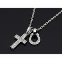 SYMPATHY OF SOUL（シンパシーオブソウル）　S.O.S fp恵比寿本店、WEB限定 Small Gravity Cross Necklace w/Horseshoe - Silver w/CZ（スモールグラビティクロスネックレス w/ホースシュー シルバー w/CZ）