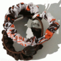 Susan Daniels◆コットンプリント３連シュシュ◆オレンジmix