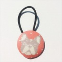 [くるみボタン]ブルドック・パグ(赤・緑)[ヘアゴム]