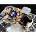 【K18YG/PT900 イエローゴールド/プラチナ】指輪 リング タンザナイト ダイヤモンド0.13ｃｔ 8.1g 13.5号 レディース 2983-0