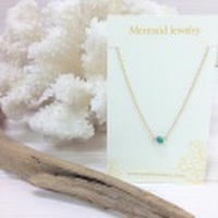 【MermaidJewelry】マーメイドジュエリー*ALL14kgf　ひと粒スクエアターコイズ*ネックレス