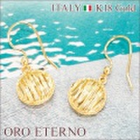 【ORO ETERNO】K18 18金ピアス 18Kフックピアス イエローゴールド ホワイトゴールド ラウンド型 ドロップピアス（EA2814-EB2854）イタリアンジュエリー 【参考小売価格150,000円】【送料無料】【ギフト】