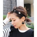 【SALE】ウェーブリボンパールビジューカチューシャ/1カラー