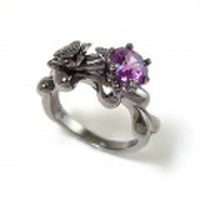 【Viewlu】≪色が選べる≫メルティングローズリング/BKロジウム〔1号-11号〕