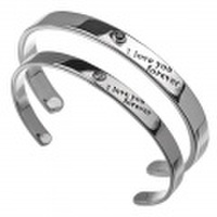 【ペア販売】ジルコニア ＆ メッセージ ペアバングル シルバー アクセサリー [シルバーブレスレット] 送料無料 バングル