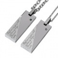【ペア販売】ステンレススチール ペンダント K ペア セット チェーン付き 斜め スティック [ステンレスペンダント] 送料無料