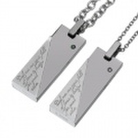 【ペア販売】ステンレススチール ペンダント K ペア セット チェーン付き 斜め スティック [ステンレスペンダント] 送料無料