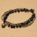 【メール便OK】アジアンストーン4連アンクレット（ブラックオニキス）