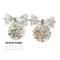 【メール便ＯＫ】ピアス リボン＆ラインストーンボールピアス レディース アクセサリー