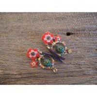 【メール便可】TARATATA　カメと赤い花達のポストピアス（フランス）