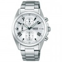 【国内正規品】セイコーWIRED（ワイアード）クロノグラフ（白文字盤+黒xSS金属バンド/ペアウォッチstyle）腕時計AGAT407メンズ男性用