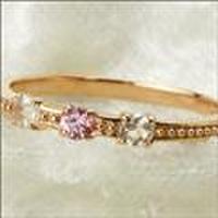 【送料無料】K10ピンクゴールドピンクサファイアリング