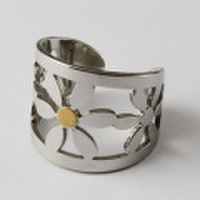 【送料無料】【イタリア製】 18金/K18 ステンレス リング/指輪 フリーサイズ　花/フラワー　0029-RS06