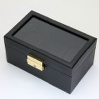 【送料無料】【中国製/日本デザイン企画】ジュエリーボックス/ジュエリーケース 宝石箱 窓付き コレクション 小物入れ ブラック/黒　0445-JC13
