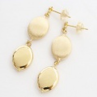 【送料無料】【日本製】K18/18金/K18YG ピアス リバーシブル (ダブルファンタジー)　3684-PW17