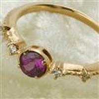 【送料無料】ピンキーリングとしても素敵！K18ピンクゴールドガーネットリング