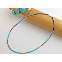 【当店別注】サントドミンゴ　34-0317　ドレイン・カラバザ作　マイクロHeishiネックレス　スリーピングビューティー・ターコイズ・ベース　全長470mm