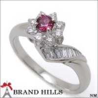 指輪 Pt900 ルビー0.20ct ダイヤモンド0.27ct リング 10.5号 フラワーモチーフ 総重量4.1ｇ 極美品 [116125]