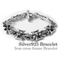 アイアン クロス フレーム ブレスレット シルバー アクセサリー [シルバーブレスレット] 送料無料