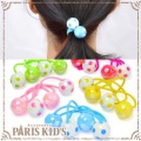 アシメ カラー 水玉 ボンボン カプセル ヘアゴム ２個セット ymgir colpo