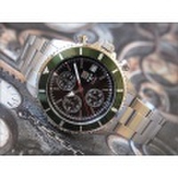 エルジン ELGIN 腕時計 クロノグラフ FK1418S-GR 緑 メタルベルト