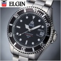 エルジン ELGIN 腕時計 機械式（自動巻き） メンズ/20気圧ダイバーズ シルバー x ブラック FK1405S-B　【送料無料】