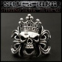 クリックポストのみ送料無料！シルバーリング 指輪 髑髏 スカル クラウン シルバー925 Silver ring skull crown (ID sr0770kr398)