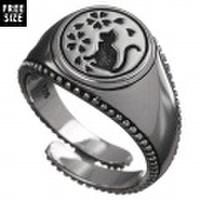 サクラ ＆ キャット リング シルバー アクセサリー 指輪 猫 桜 [シルバーリング] 送料無料