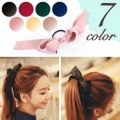 サテン エレガント ヘアゴム ヘアアクセ リボン 幅広 蝶々結び ダブル 二重 ボリューム 仕事 デートおおぶり 660433