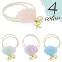 シェル ヘアゴム 貝 貝殻 キラキラ ゆめかわいい マーメイド パール メタルチャーム ヒトデ プチプラ ゴールド シンプル ヘアアクセ 海 マリン dream 670303