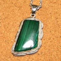 シルバー925 マラカイト ハンドメイドペンダントトップ ST-241