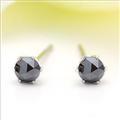 ジェムケリープラチナローズカットブラックダイヤモンドピアス（0.2ct）