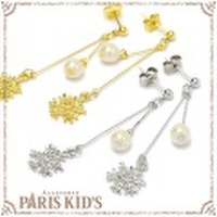 スウィング 雪の結晶 ＆ パール ピアス hrtrd josim