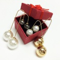 ツインボール 弓形フープピアス ピアス バックキャッチピアス ループピアス フックピアス パール レディース ゴールド メタル ブラックゴールド 760416