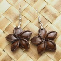 ハワイアンアクセサリー シェルピアスとイヤリング ウッドプルメリア