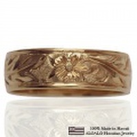 ハワイアンジュエリー オーダーメイド 1.5mm厚 幅6mm 14金 ピンクゴールド バレルリング