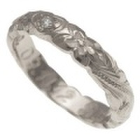 ハワイアンジュエリー オーダーメイド 1.75mm厚 幅4mm スターリングシルバー925 ダイヤモンドバレルリング