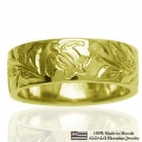 ハワイアンジュエリー オーダーメイド しっかりした1.5mm厚 幅6mm 14金グリーンゴールド フラットリング