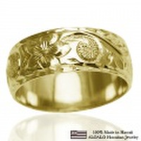 ハワイアンジュエリー オーダーメイド しっかりした1.75mm厚 幅8mm 14金グリーンゴールド バレルリング